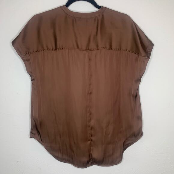 Dark Brown Old Navy Blouse Silky Sz Small - Picture 1 of 7